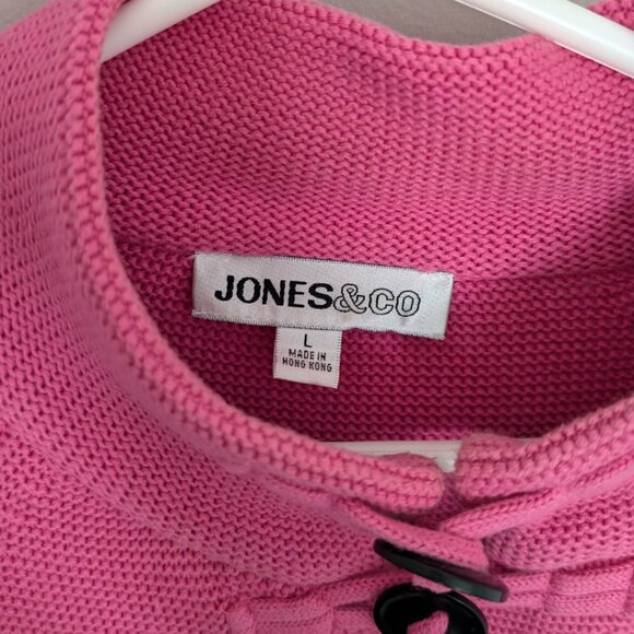 JONES&CO Pink/Black Gradient Sweater 100% Cotton Toggle Closure Women's Size L - Picture 5 of 10